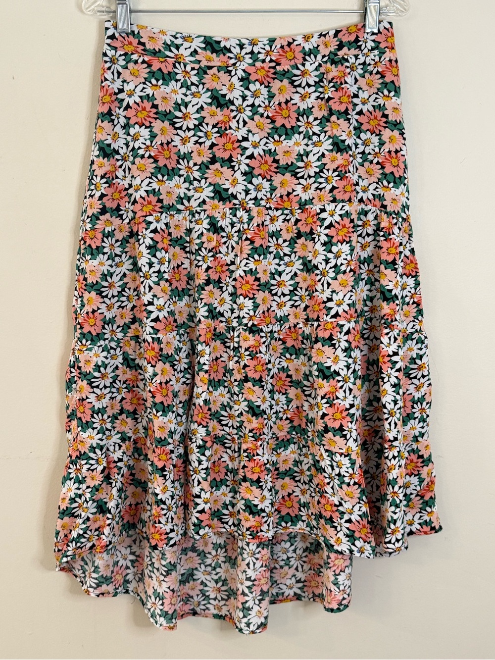 Pretty Garden floral A-line midi skirt slightly higher front hem SZ M